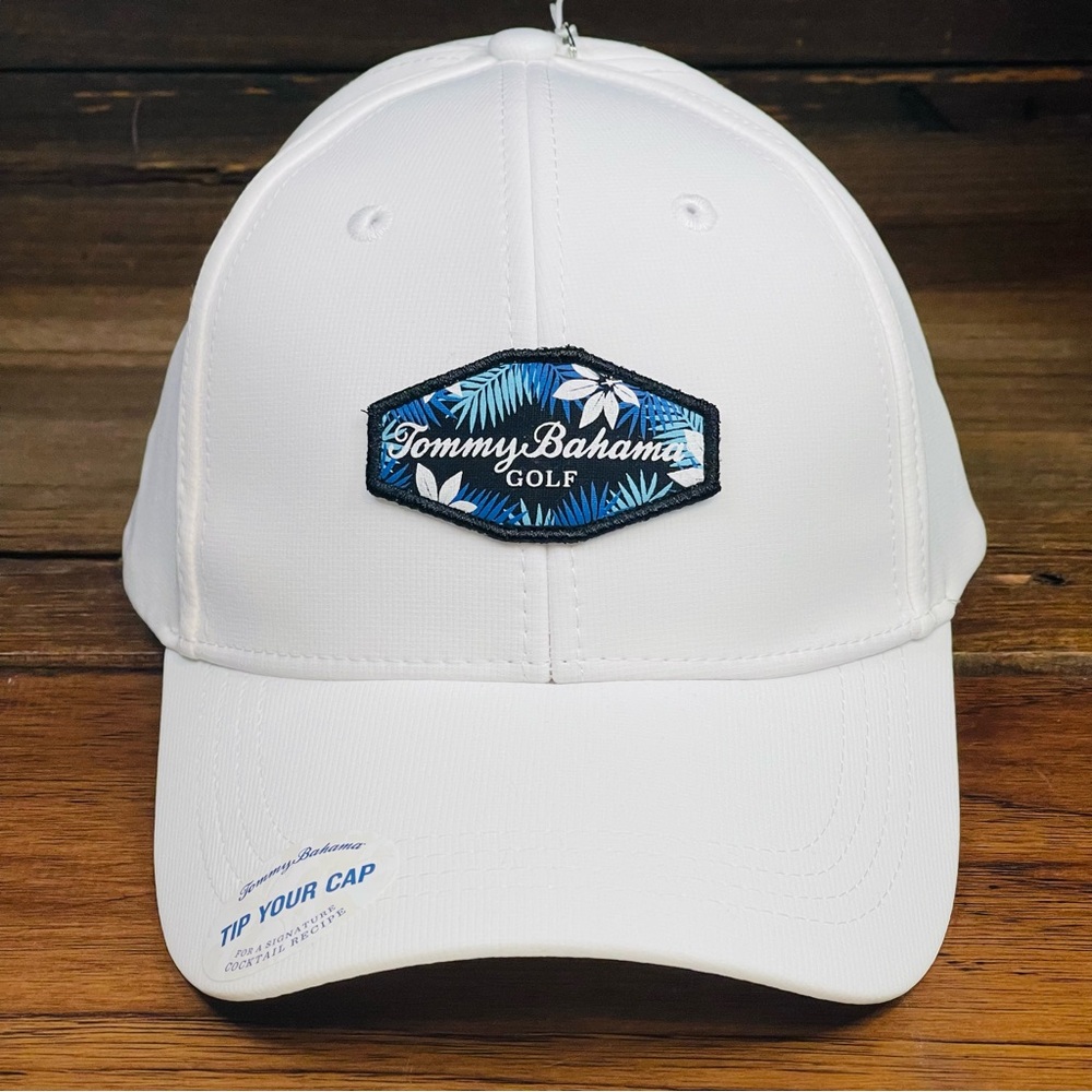 Tommy Bahama Golf Mens White Stretch SnapBack Hat Cap  NEW